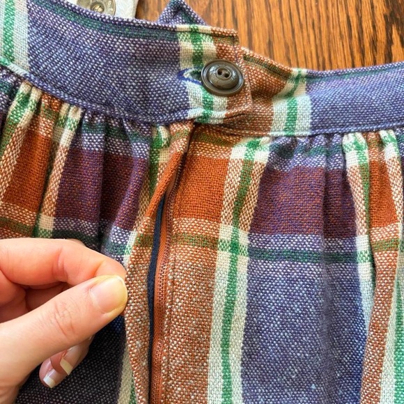 Vintage 60s wool plaid pleated skirt cottagecore retro academia antique 50s XS - Picture 8 of 11